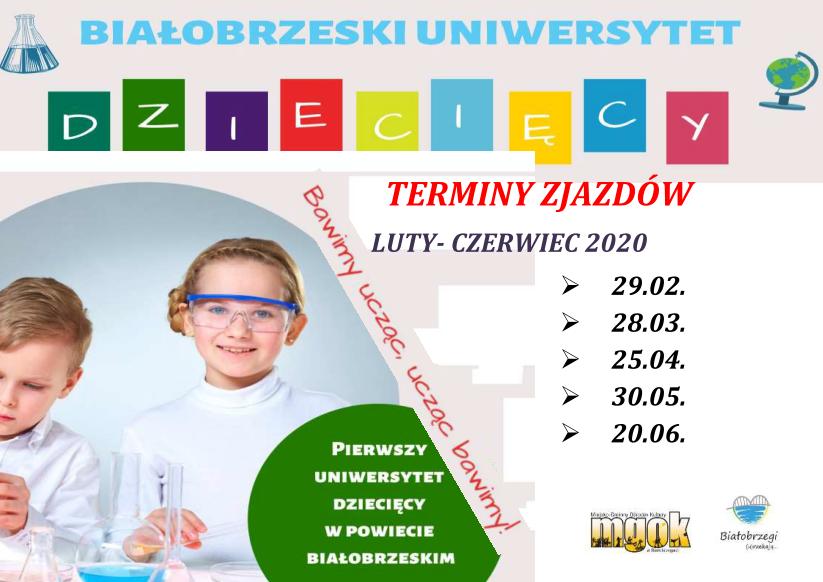 terminy zjazdów BIAŁBORZESKI UNIWERSYTET DZIECIĘCY 